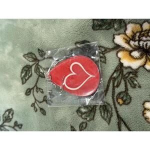 Red Heart-Shaped Faux Leather Earrings NEW